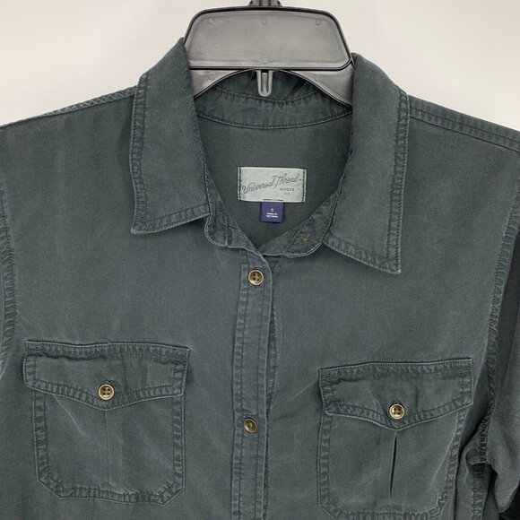 Universal Thread Dress Gray Button Down Long Sleeve Lyocell - Picture 2 of 10